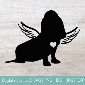 Basset Hound Memorial SVG | Angel Wings SVG | Dog Loss Svg | Dog Svg | Pet Loss Svg | Dog Memory Svg | Pet Love Svg |