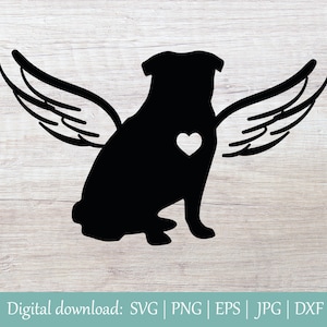 Pet Pug Memorial SVG | Angel Wings SVG | Dog Loss Svg | Dog Svg | Pet Loss Svg | Dog Memory Svg | Pet Love Svg | Memory of Dog Svg