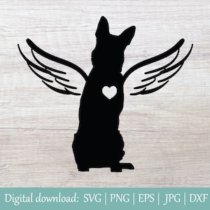 Pastore tedesco Svg / Pet Dog Memorial SVG / Angel Wings SVG / Dog Loss Svg / Pet Loss Svg / Dog Memory Svg / Pet Love Svg / Memory of Dog