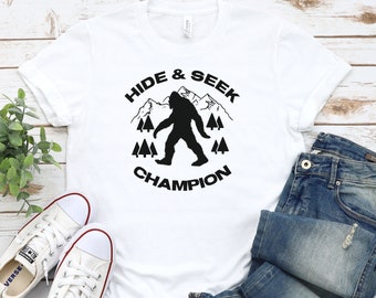 Hide & Seek Champion T-shirt, Yeti T-shirt, Bigfoot t-shirt, Big Foot Shirt, Sasquatch t-shirt, Social Distancing Expert Shirt, Bigfoot tee