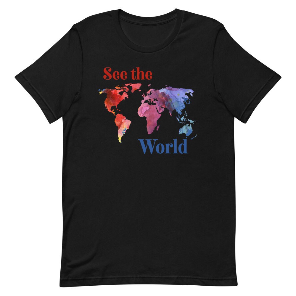 See the World Tshirt World Map Shirt Colorful Map Shirt Etsy