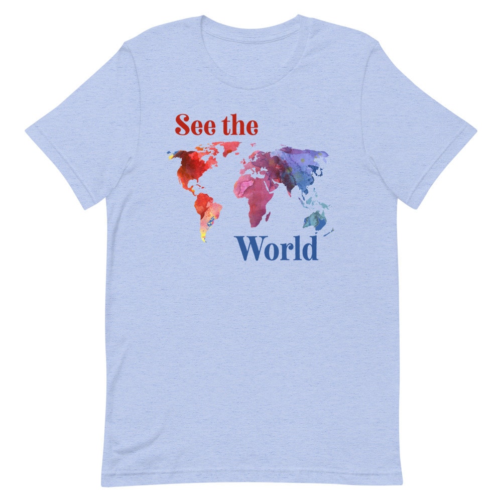 See the World Tshirt World Map Shirt Colorful Map Shirt Etsy