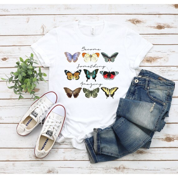 Become Something Amazing tee, Butterfly Shirt, Butterfly tee, Vintage Butterfly Shirt, Butterfly Chart Shirt, Insect T-Shirt, Butterfly tee
