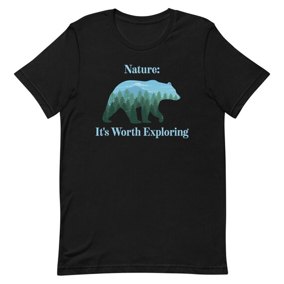 Bear Camping, Nature And Hiking T-Shirt With Forest Bear Camping, Nature And Hiking T-Shirt With Forest