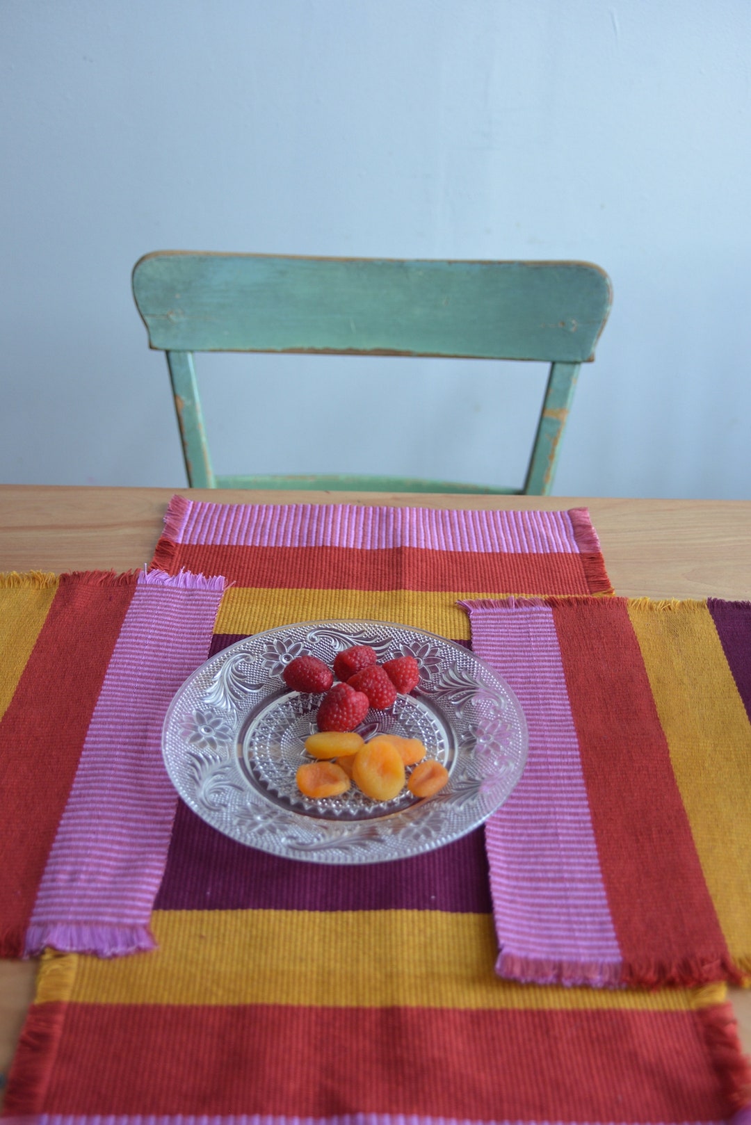 Handwoven Placemats Inspired by Etel Adnan 100 Organic Cotton Natural Dyes Etsy
