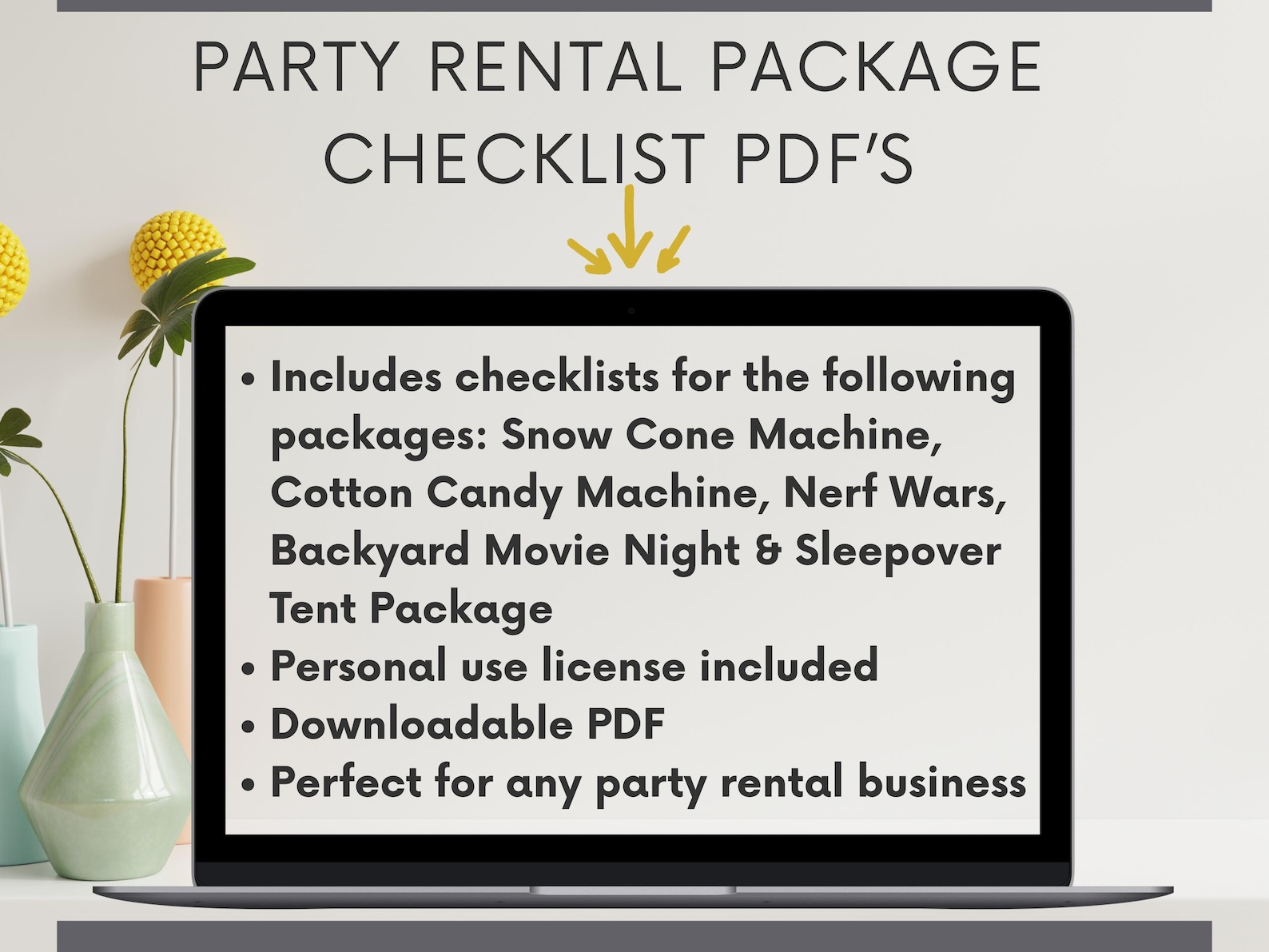 Party Rental Package Checklist Pdfs | Equipment Inventory & Return ...