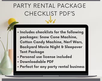 Party Rental Package Checklist PDFs | Equipment Inventory & Return Checklists for Event Rental Businesses