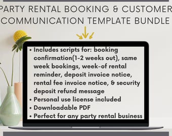 Party Rental Booking Message Templates PDF | Text, DM and Email Scripts for Deposits, Confirmations and Payment Requests
