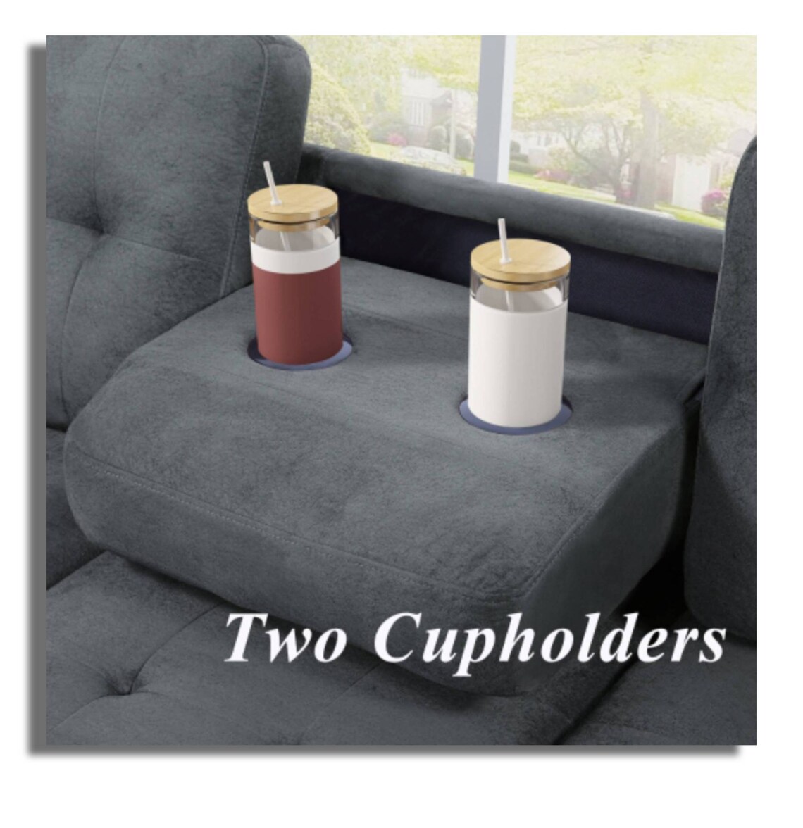 3 Piece Sectional Sofa Cup Holders New Modular Sofa Living Etsy