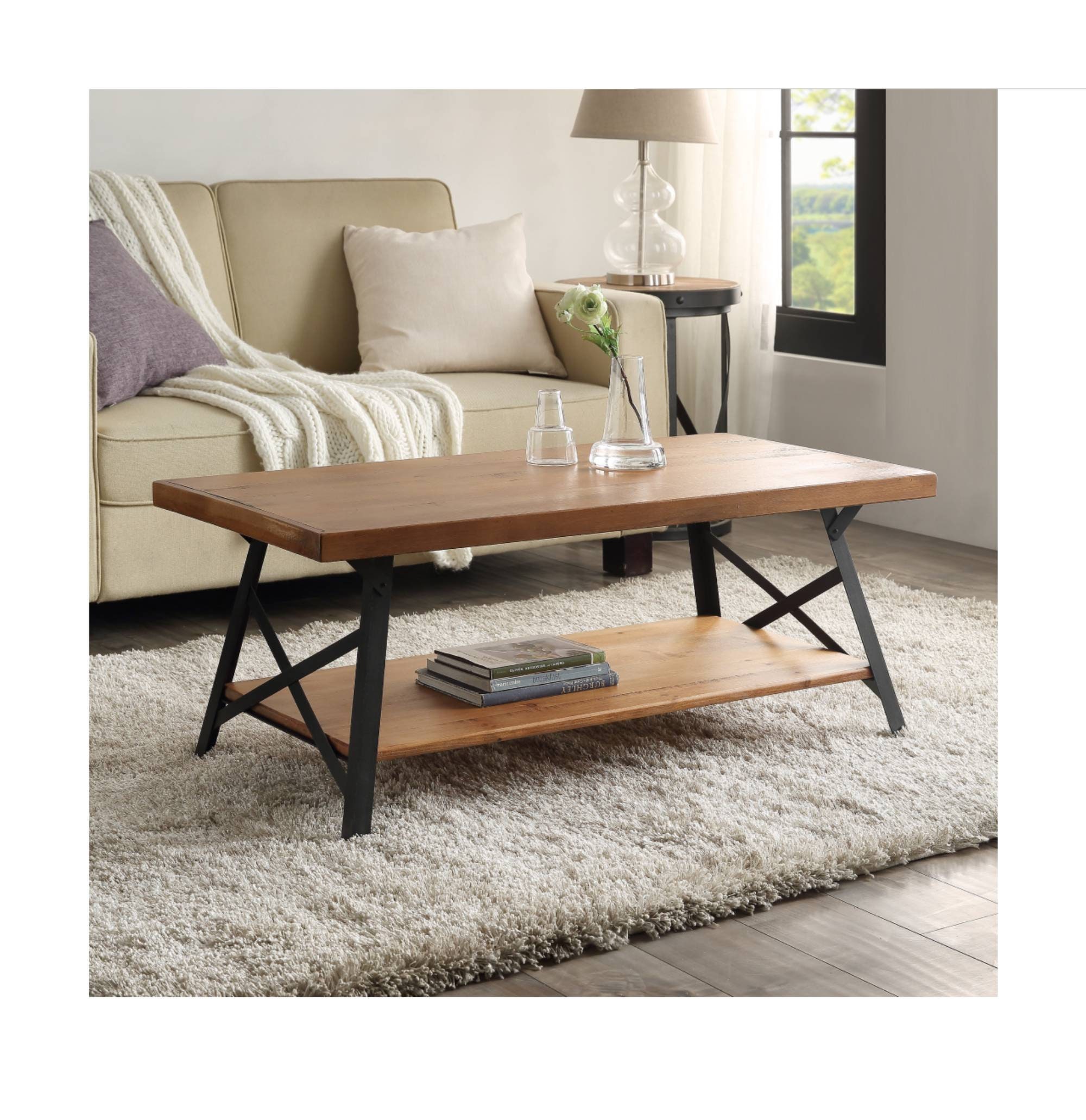 Wooden Coffee Table Metal Frame Coffee Table With Storage Etsy