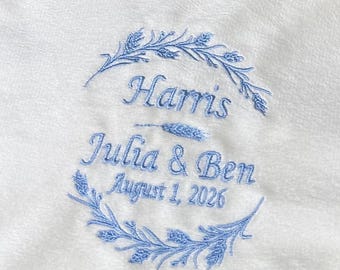 Personalized Faux Fur Throw Blanket: Custom Embroidered Wedding, Anniversary, Housewarming Gift