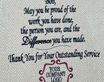 Custom Business Retirement Gift/Embroidered Coworker Gift /Company Logo on a Blanket/Boss Retirement Gift/Years of Service/Colleague Gift