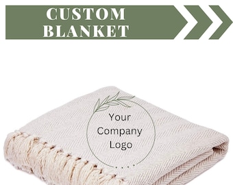 Custom Embroidered Blanket with Business Logo, Personalized Business Gifts, Small Business Gifts, Corporate Gifts, Company Retirement Gift