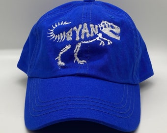 Personalized Dinosaur Hat, T-Rex Cotton Cap, Kids & Adult Sizes