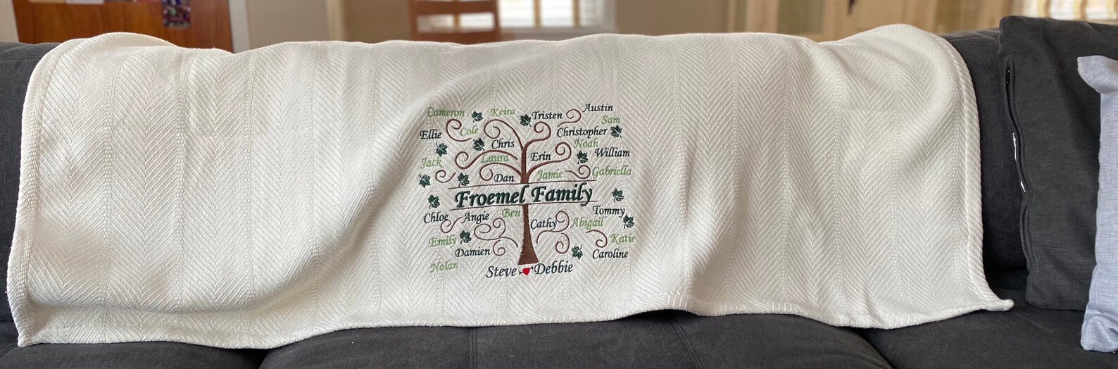 Personalized Family Tree Blanket / Custom Embroidered Family Etsy