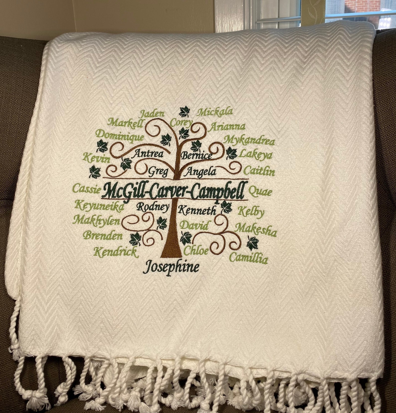 Personalized Family Tree Blanket / Embroidered Throw/mothers Etsy