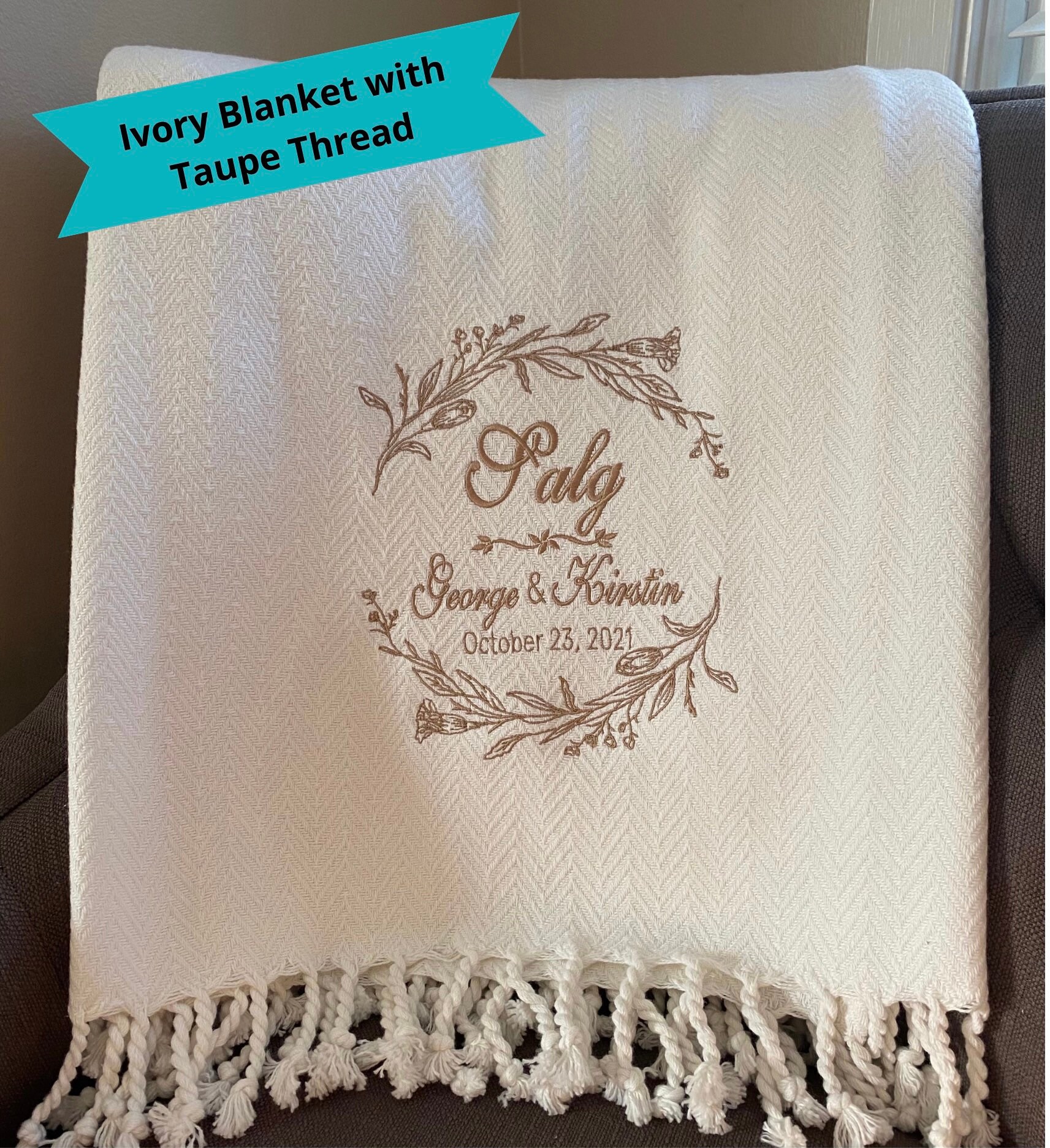 Custom Embroidered Wedding Blanket/Wedding Gift/Personalized Etsy