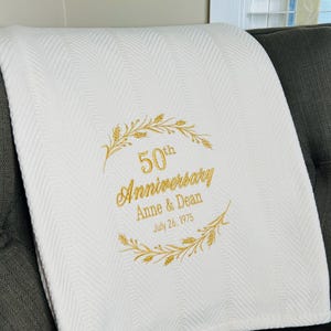 50th Wedding Anniversary Throw Blanket/ Personalized 50th Wedding Blanket / Embroidered Anniversary Present / 50th Anniversary Present