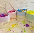 Embroidered Canvas Seersucker Easter Baskets / Personalized Basket for Easter / Boy Girl Easter Blue, Pink, Purple, Green Basket
