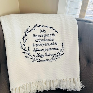 Custom Retirement Gift/Embroidered Retirement Blanket/Teacher Retirement or Appreciation Gift/Boss Retirement Gift/Retiring Nurse