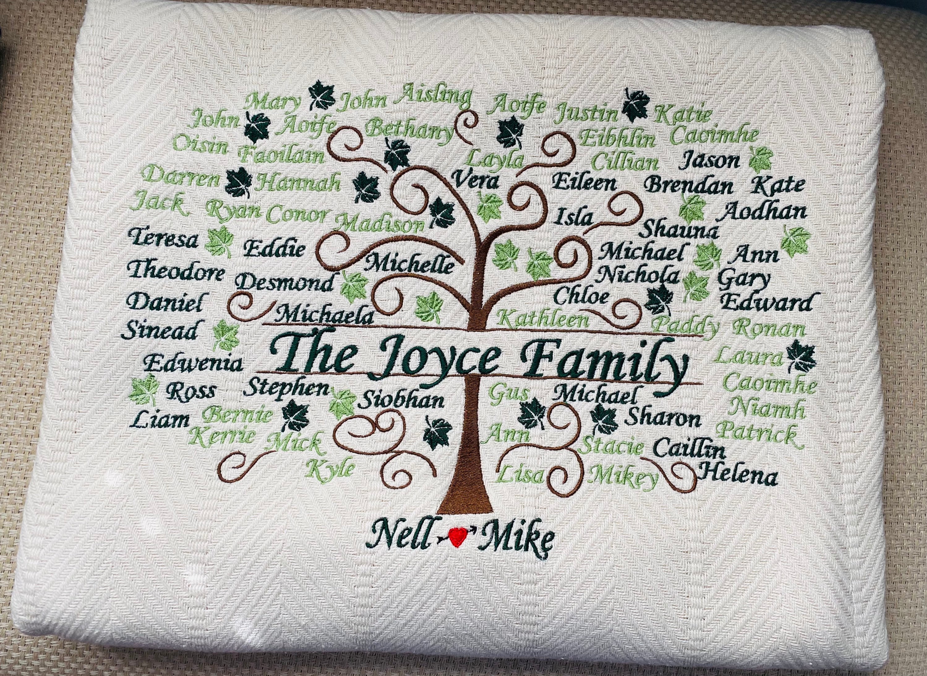 Personalized Family Tree Blanket / Embroidered Throw/Mothers Etsy