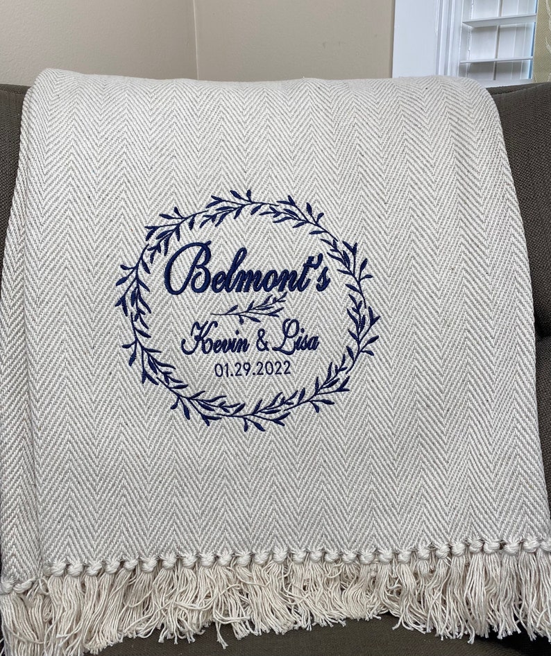 Custom Embroidered Wedding Blanket/wedding Gift/personalized Etsy