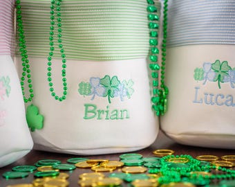 Custom St. Patrick’s Day Bag/ Personalized St Paddy’s Day bucket/Leprachaun Pot of Gold/Gift bag for Saint Patrick’s Day / Pot of Gold
