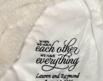 Personalized Wedding Blanket /Plush Custom Embroidered Wedding Gift/Engagement Gift/2nd Anniversary/New Home/New House/Housewarming Gift