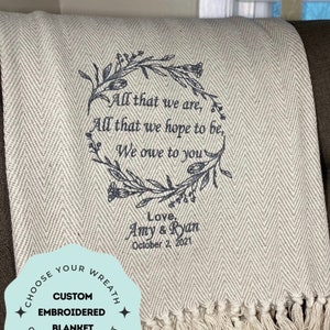 Wedding Gift for Parents/Parents Wedding Gift/Personalized Blanket for bride or groom&#39;s parents/Parent thank you gift