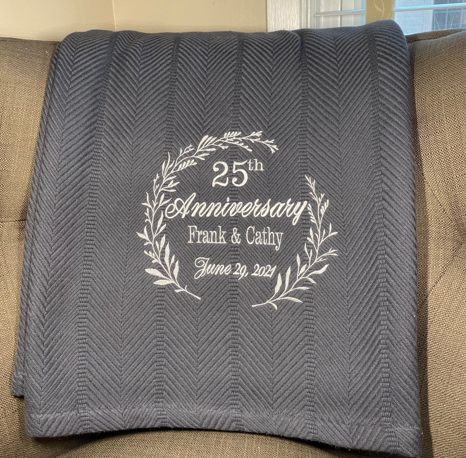 25th Wedding Anniversary Throw Blanket/ Personalized 25th Etsy