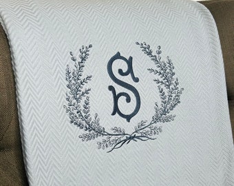 New Home Gift / Housewarming Gift/Monogrammed Cotton Blanket/Moving Gift/Relocating/Personalized Gift/Farmhouse/Our first home/Realtor Gift