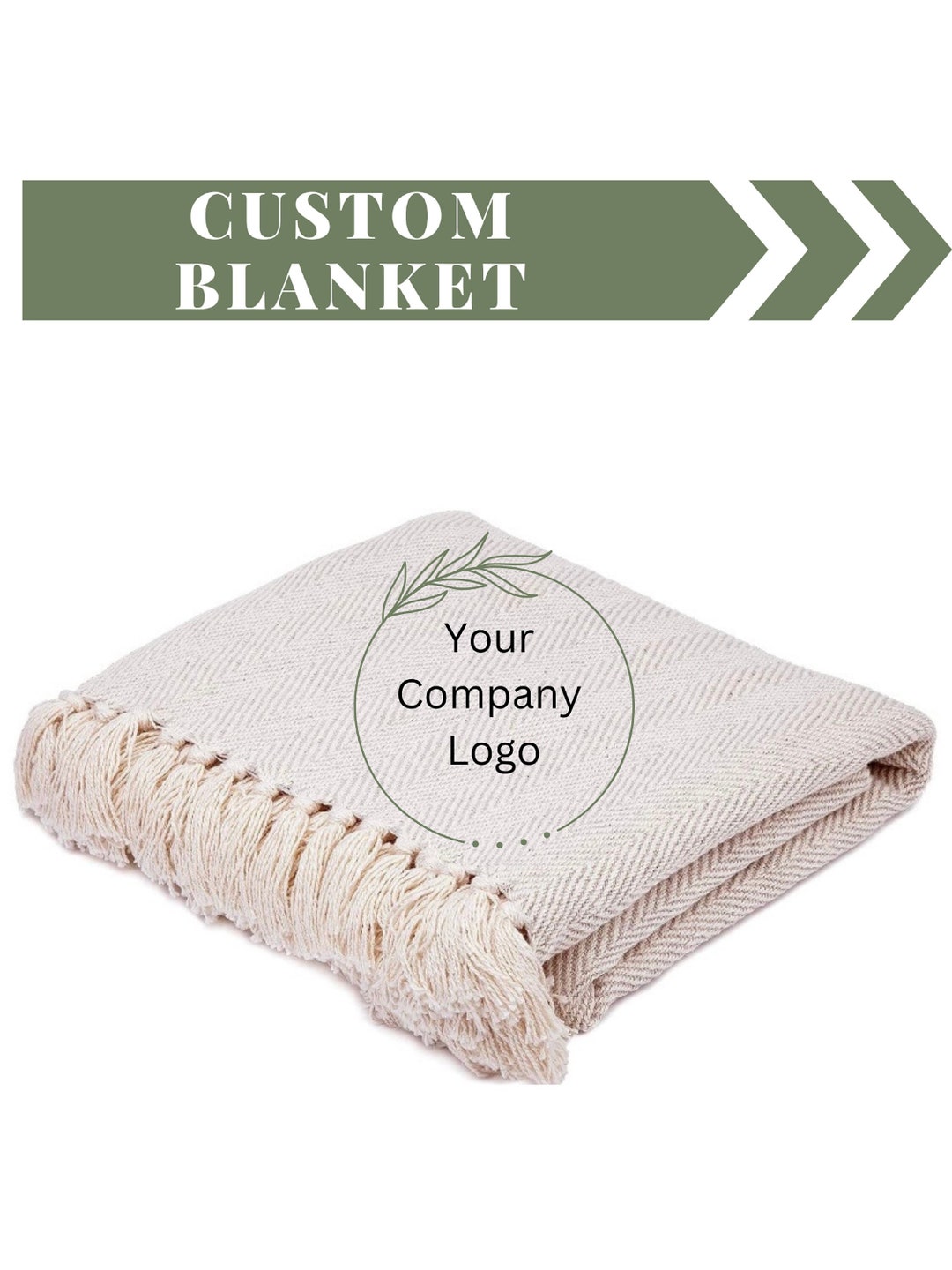 Custom Embroidered Blanket With Business Logo, Personalized Business
