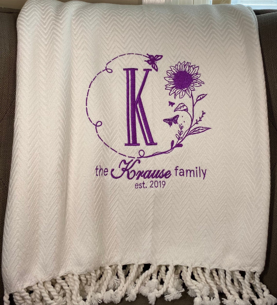 Personalized Family Throw Blanket/Custom Embroidered Wedding Etsy