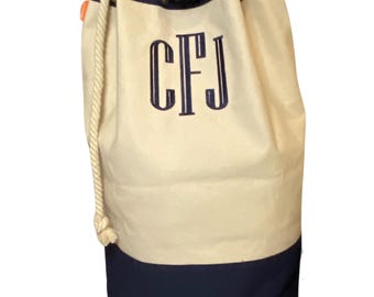 Heavy Duty Monogrammed Canvas Laundry Bag/ Personalized Hamper / High School Graduation Gift / Personalized Storage