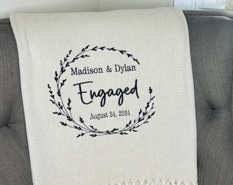 Custom Embroidered Engagement Blanket/Engagement Gift/Personalized Engagement Present/Engagement Gift/Engaged/Engayged