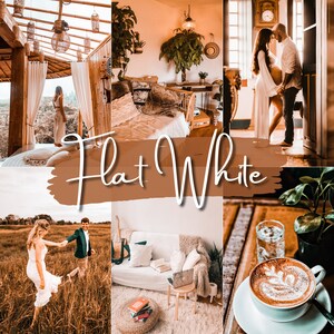 3 Lightroom-förinställningar Flat White kaffe, mobil och dator, Instagram Adobe-filter, DNG, brun beige vit, förinställning för blogger-influencerfoto