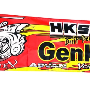 Drift Livery Nobori Banner Flag Garage workshop 60x180cm JDM HKS Genki RED Silvia Skyline