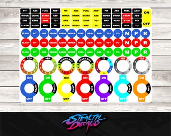 Sim Racing Wheel & Button Box Stickers - Fits Simpush Steering Wheel and others