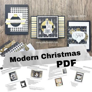 Puede incluir: Una colección de tarjetas navideñas hechas a mano con un diseño moderno. Las tarjetas presentan patrones en negro, blanco y dorado, con adornos festivos y texto que dice "Wishing You Peace & Joy" y "'Tis the Season". También se ven las palabras "Be Jolly".