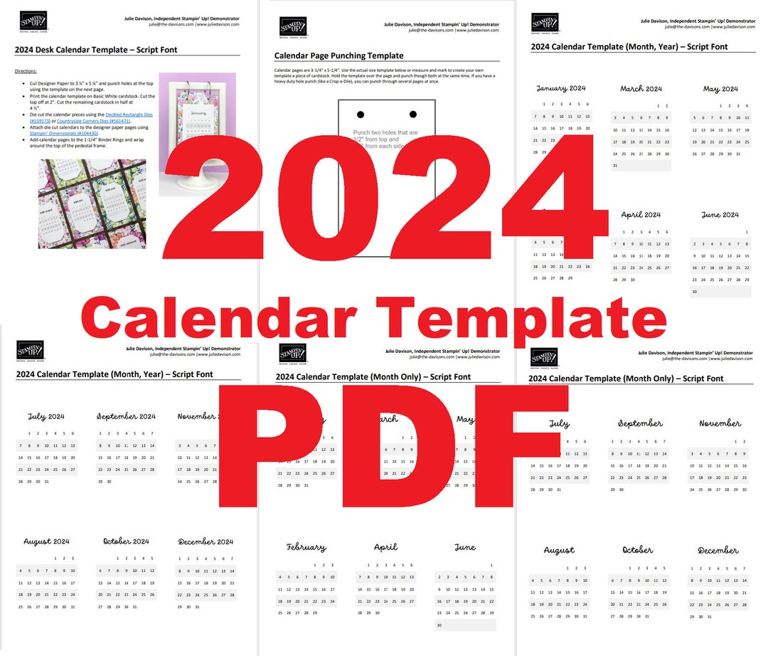 2024 Calendar Template PDF & Project Instructions Etsy