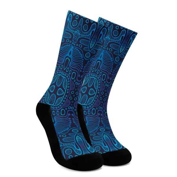 Electric Blue Crew Socks - Novelty Socks, Psychedelic Creative Socks, Festival Socks, Unisex Compression Socks