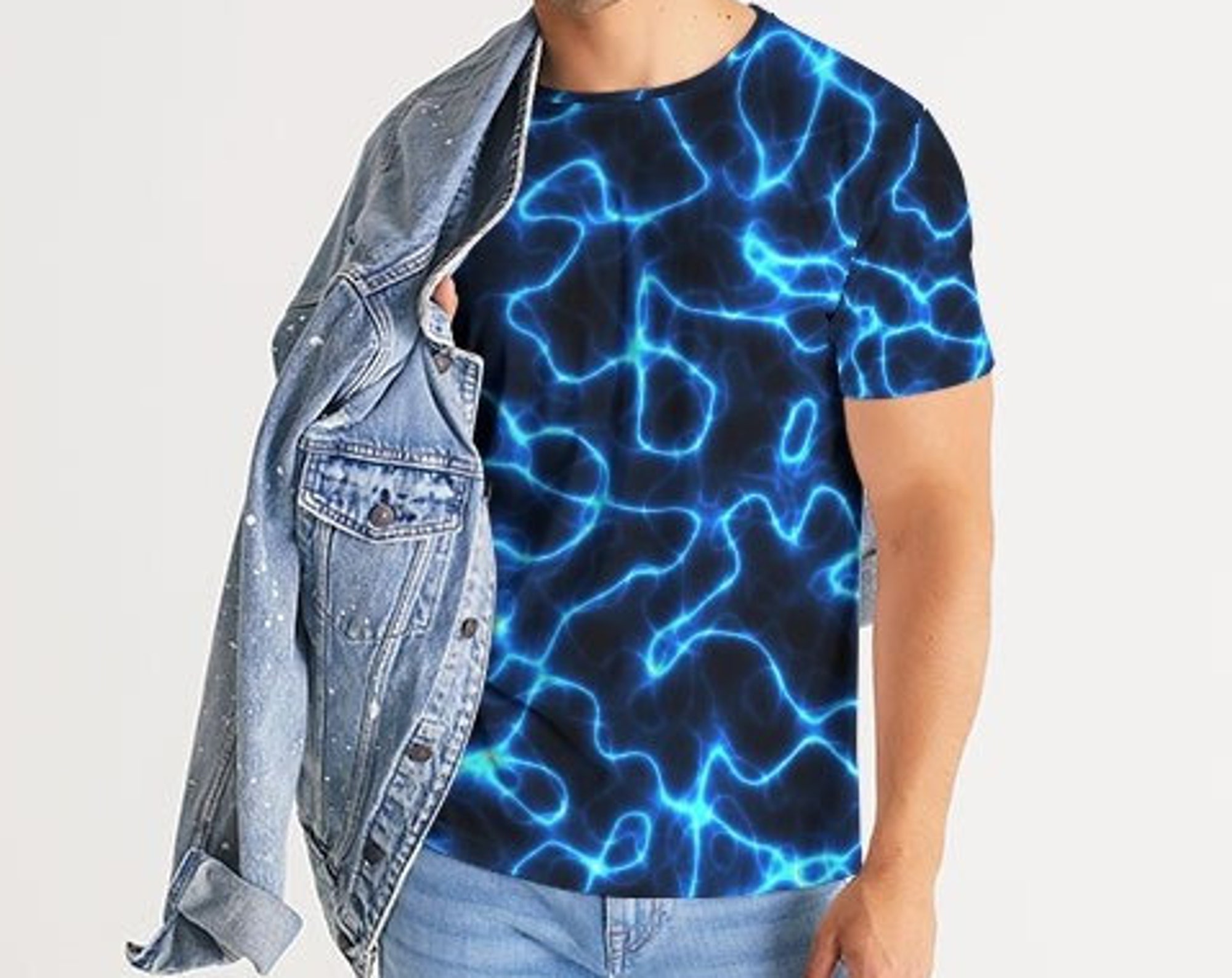Rave Electric Blue Lightning 3D T Shirt