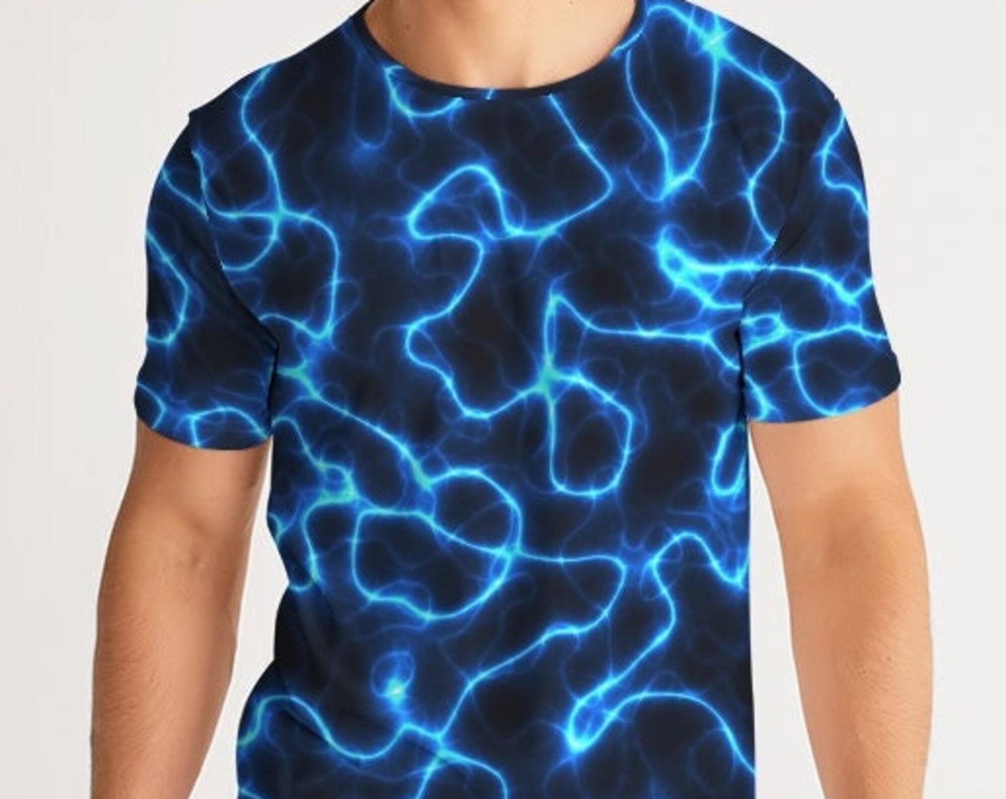 Discover Rave Electric Blue Lightning 3D T Shirt