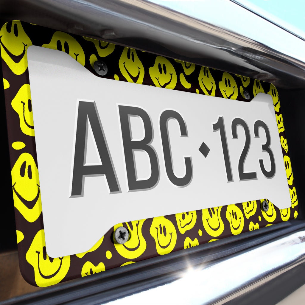 Trippy Smiley Faces License Plate Frame Psychedelic Car Etsy