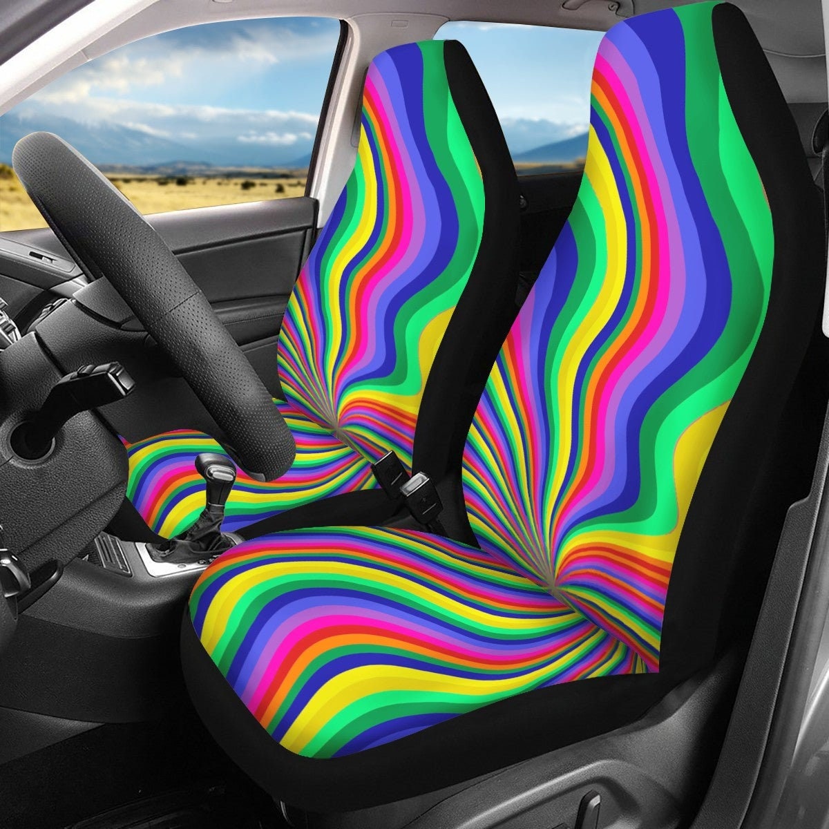 LVMMO Bunte lustige Autositzbezüge in Regenbogenfarben, Autozubehör mit  Smiley-Gesicht, universelle Passform für Autos, LKW, SUV, Vans