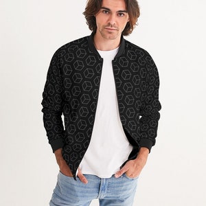 Psytrance Tessellations Men's Bomber Jacket - Minimalist Psy Trance Coat, Hip Hop Fashion, Sleek Designer Coat, Streetwear Festival Jacket