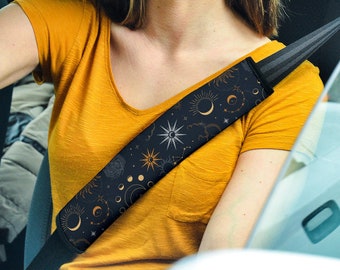 Celestial Sun And Moon Seat Belt Covers - Zodiac Signs, Astrology Gift, Boho Car Accessory, Starry Night, Chic Gift For Her, Good Vibes