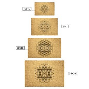 Star of David & Flower of Life Sacred Geometry, Symbol Of Creation, Yoga Studio Gift, Coir Door Mat, Geometric Decor, Porch Mat, Patio Rug image 4