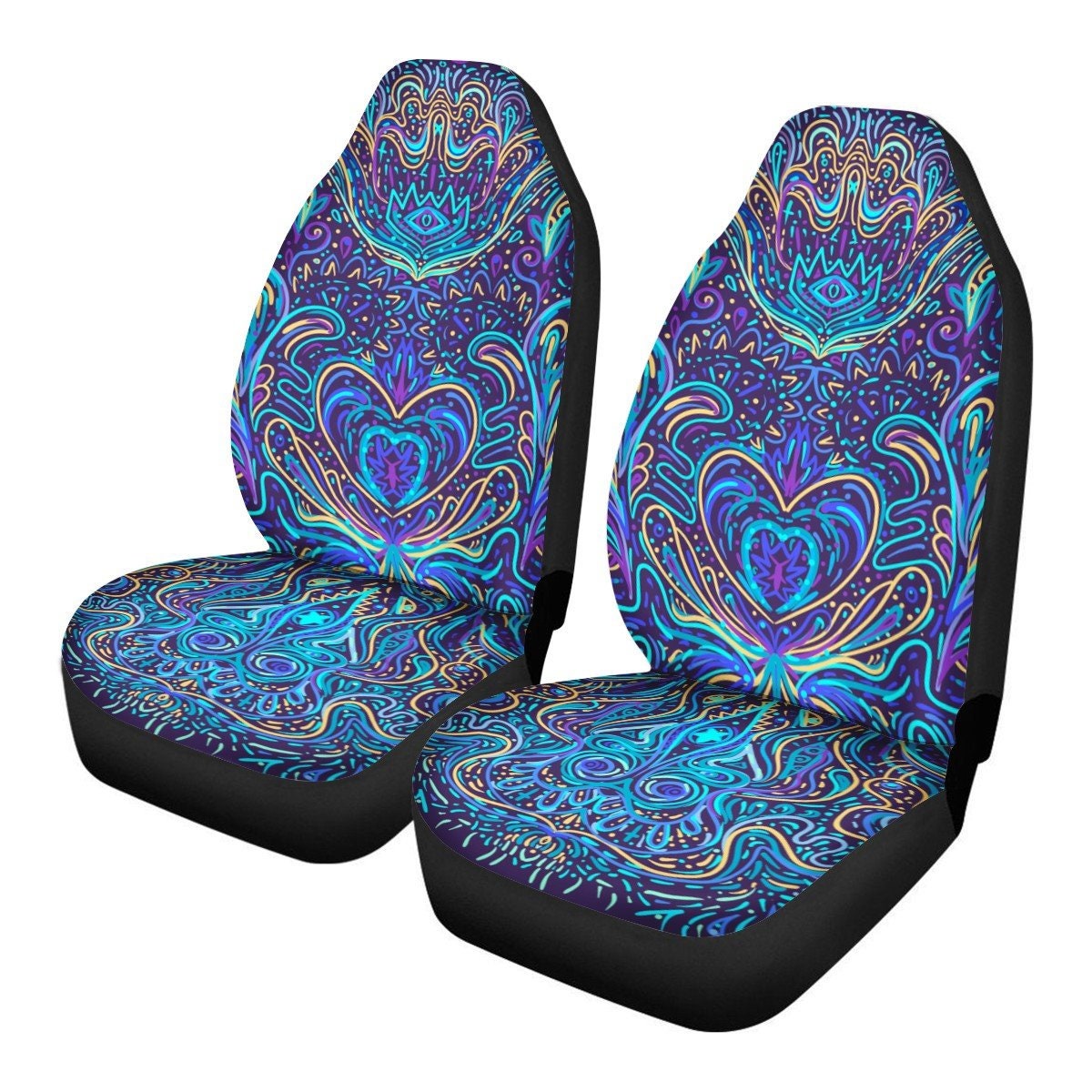 Psychedelic Blue Car Seat Covers Colorful Seat Covers, Vibrant