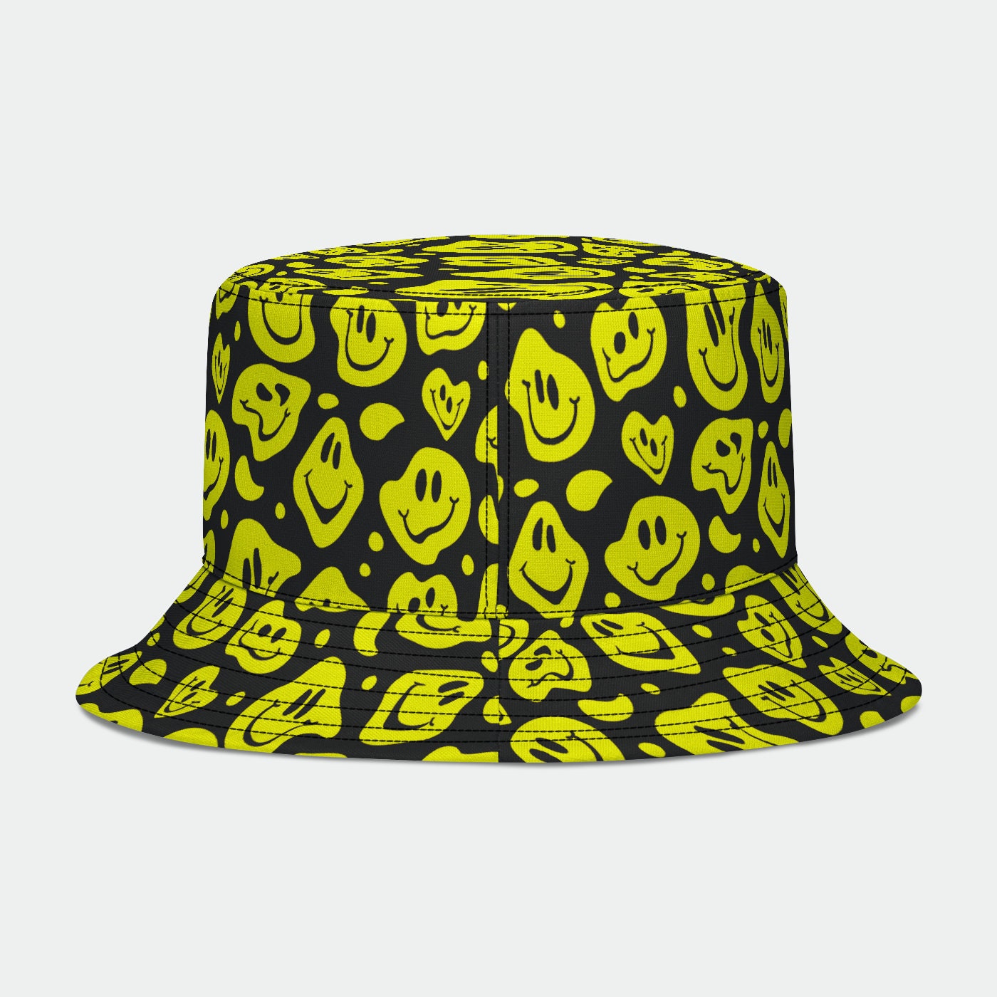 Rave Bucket Hat - Drippy Smiley Faces Bucket Hat - EDM Music Festival, Rave Outdoor Party Hat, Summer Hat, Acid House, Have A Nice Trip